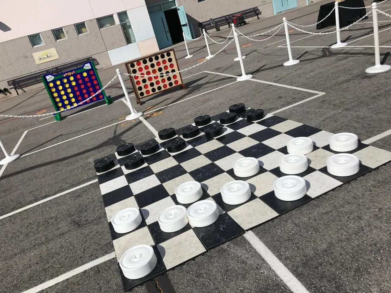 Giant Checkers Connect Four Board Games Outdoor Event Production Las Vegas