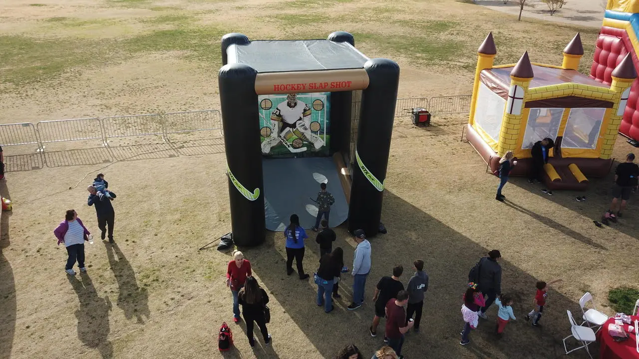 Inflatable Slap Shot Hockey Game Attraction for Event Production in Las Vegas