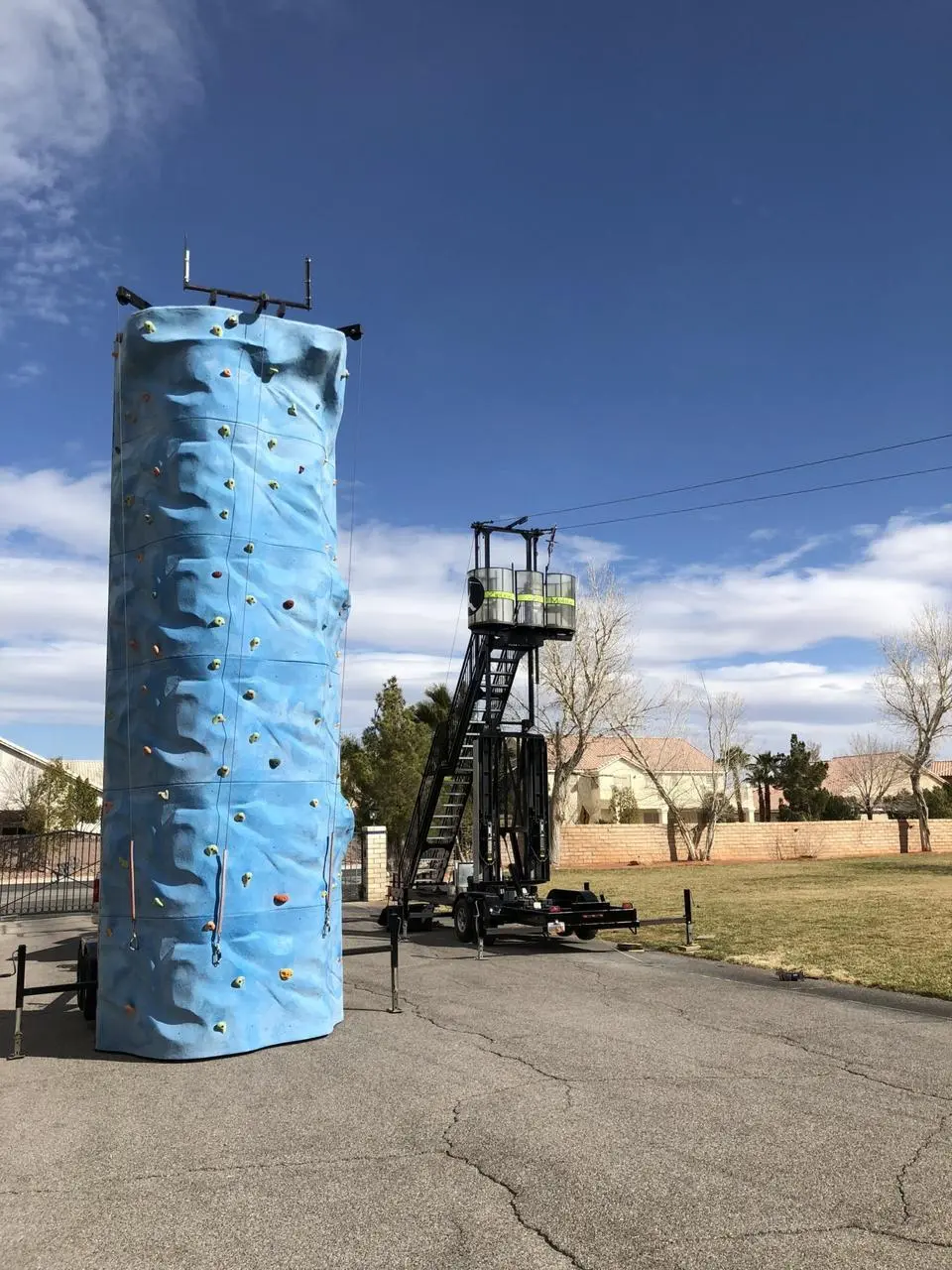 Portable Rock Climbing Wall Zip Line Tower Outdoor Event Production Las Vegas