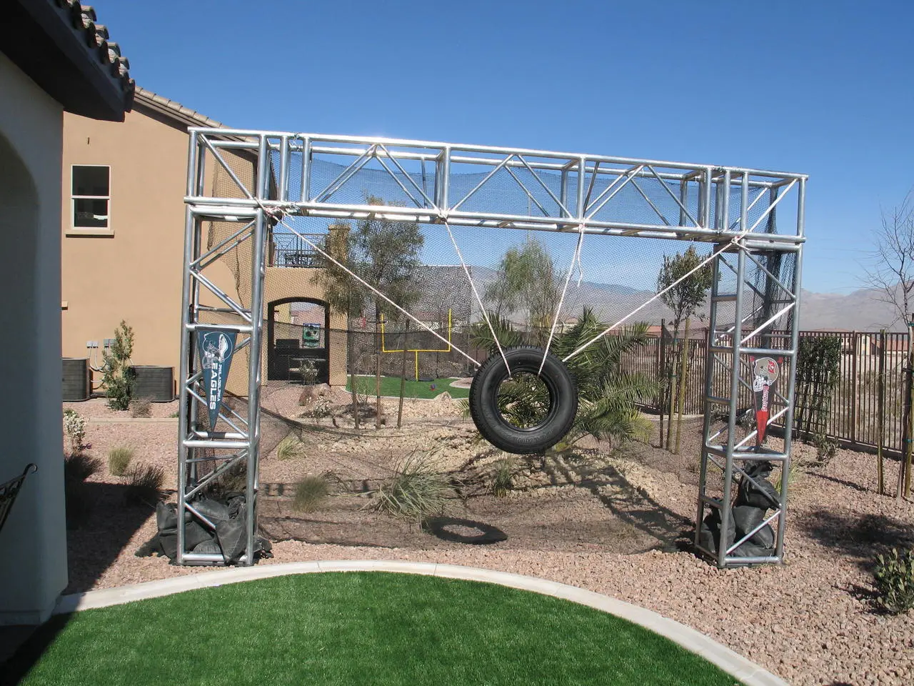Tire Swing Silver Truss Structure Eagles Pennant Outdoor Event Production Las Vegas