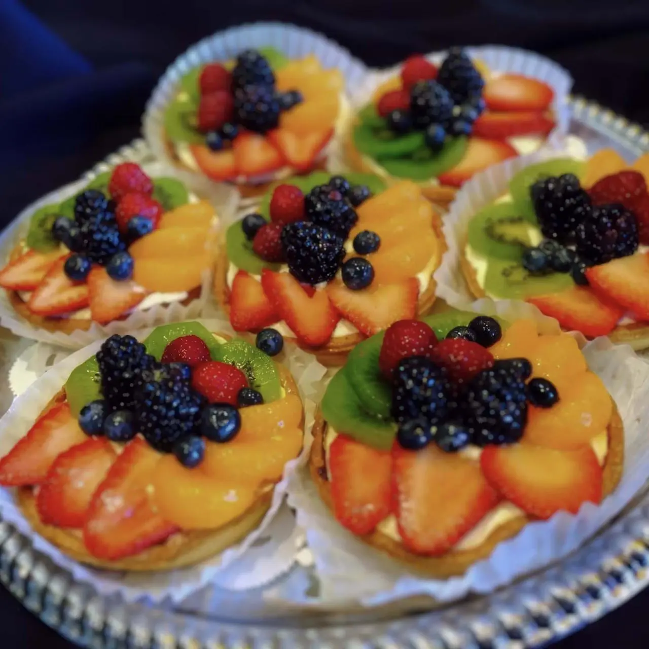 Individual fruit tarts for dessert catering in Las Vegas
