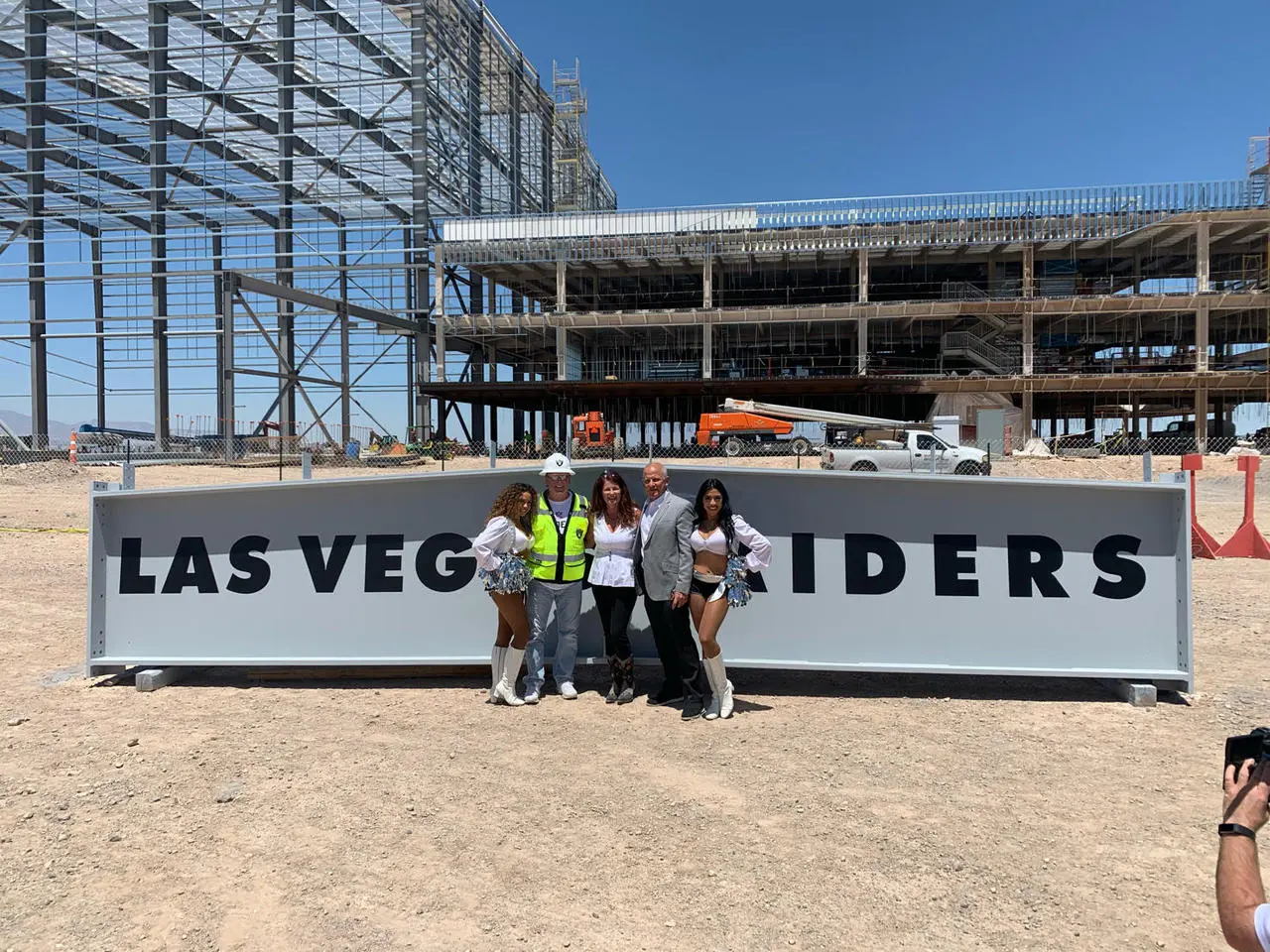 Las Vegas Raiders stadium construction site groundbreaking ceremony in Las Vegas