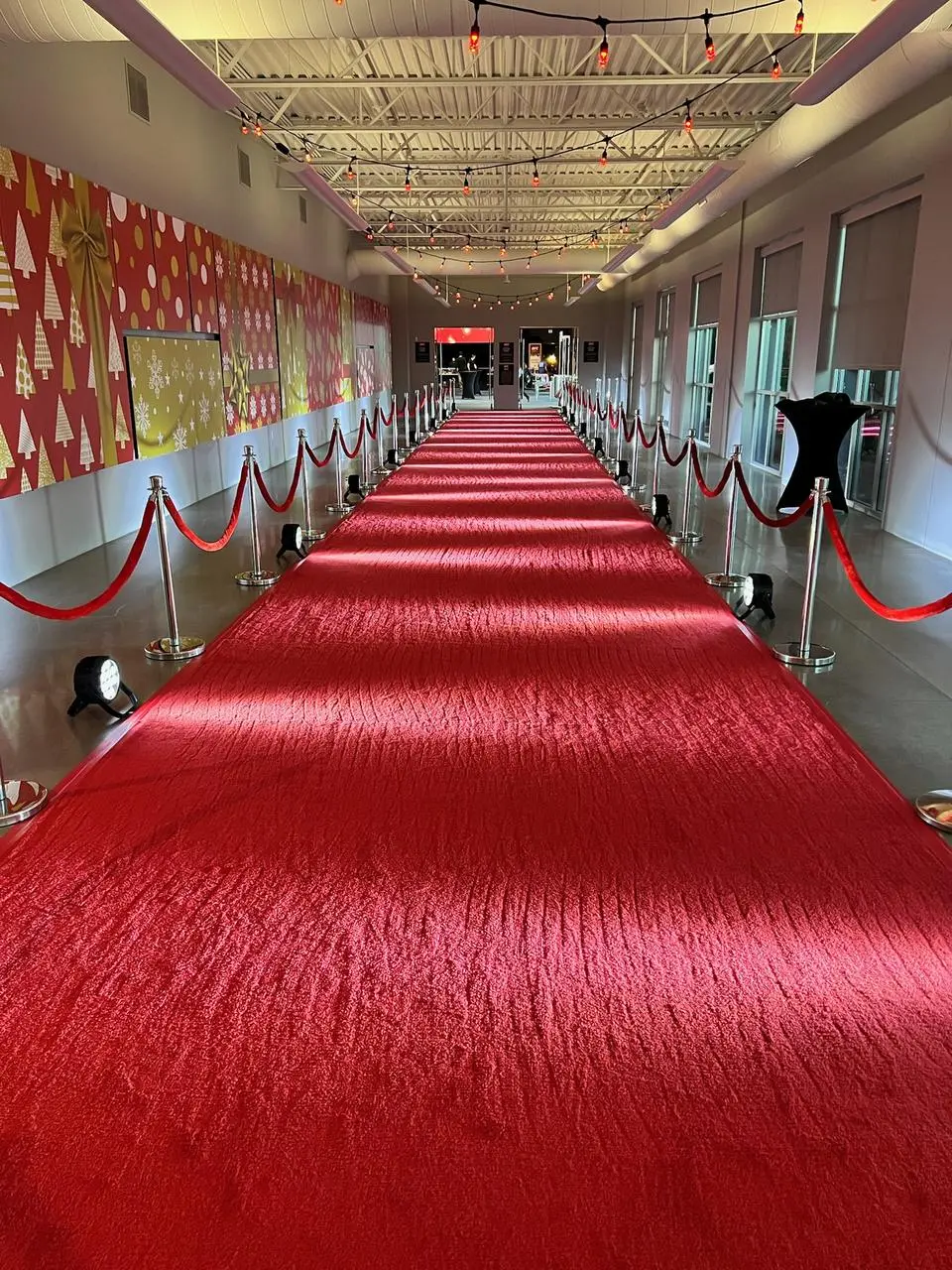 Red Carpet Chrome Stanchions Red Velvet Ropes Festive Entrance Event Production Las Vegas
